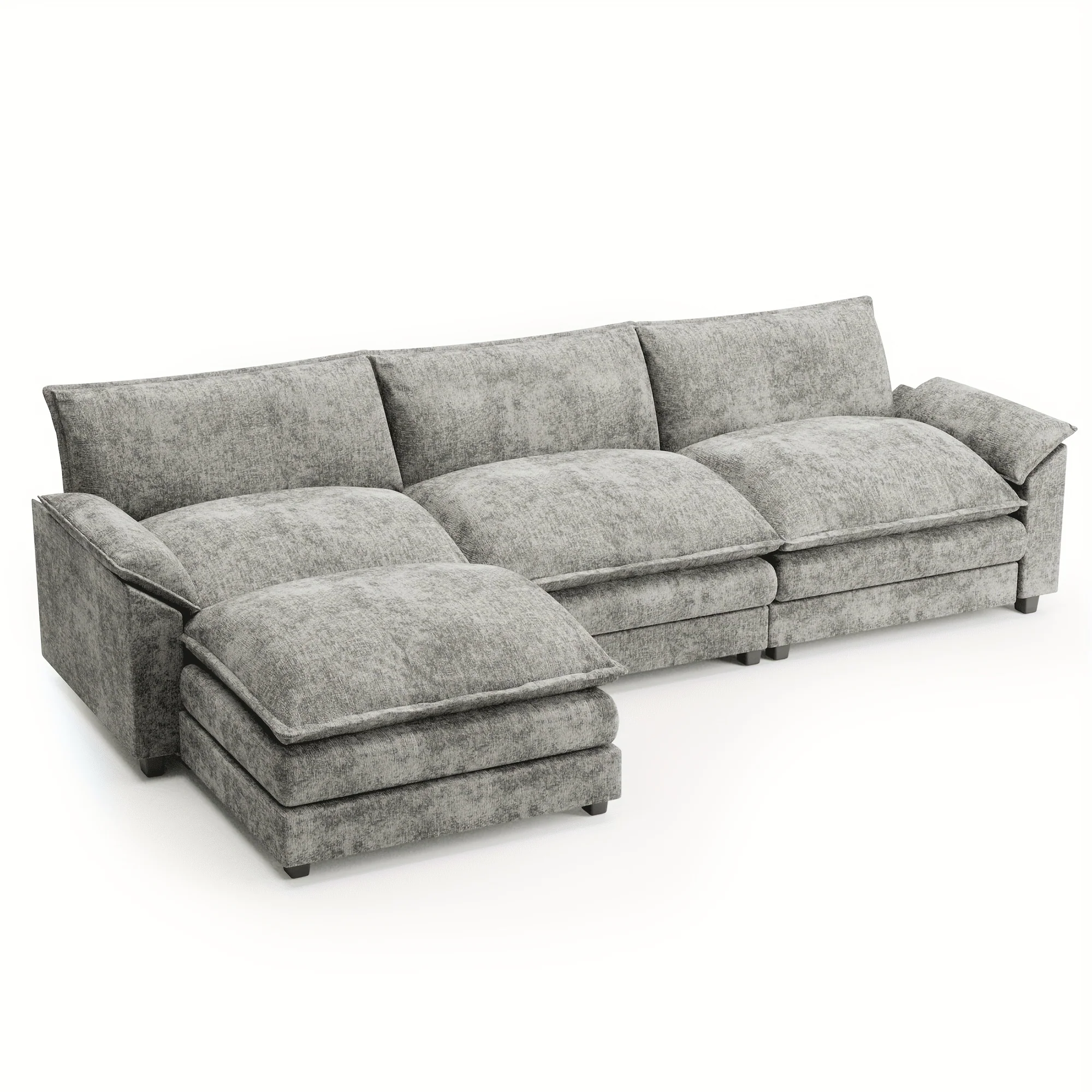 Reversible Toffee 3-seat L-shaped Sectional Sofa with Movable Footrest from Local Warehouse