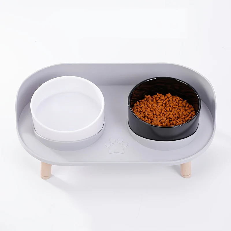 Pet Feeding Station With Double Bowls | Cat And Dog Food Water Bowls | Neck Protection Design | Non-Slip Spill-Resistant Base | Multifunctional Durable Feeder For Small And Medium Pets | Easy To Clean