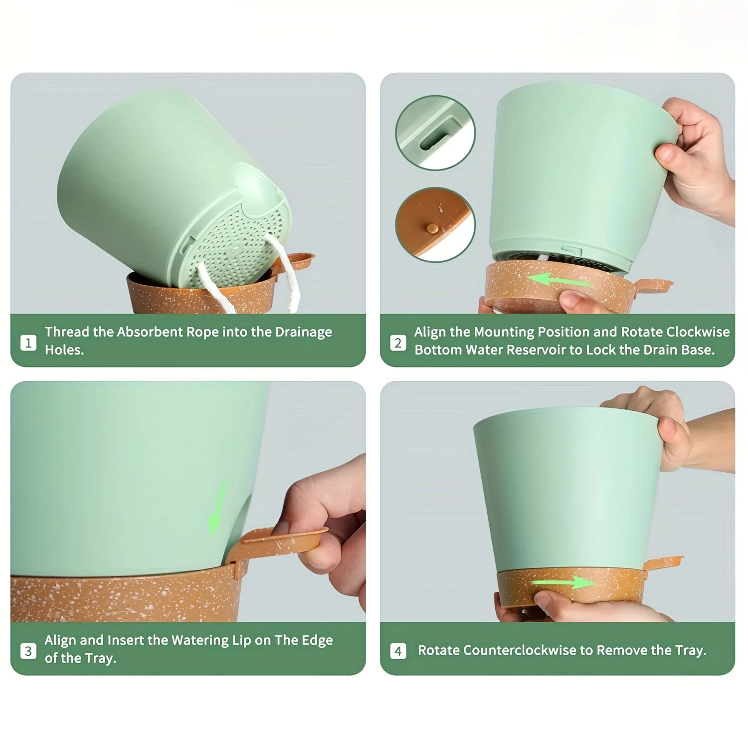 Automatic | Watering Olisx-H1405-5 Set of 5 Automatic Watering Flower Pots | Modern African Violet Pots with Drainage Holes And Trays | Suitable for Home Gardens, 5 Inches (Approximately 12.7 Cm)